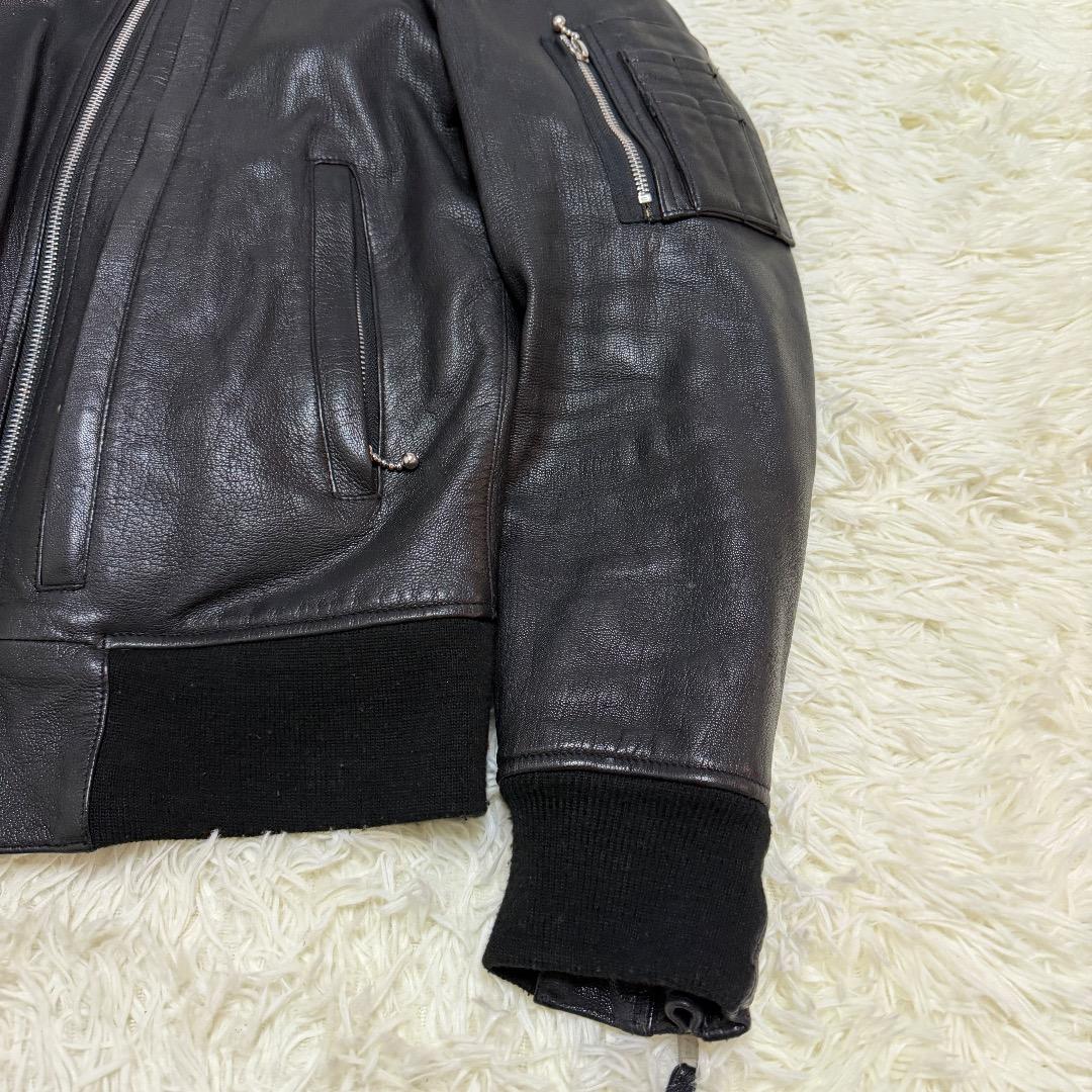 【本革】J.I.M.S レザージャケット ヒョウ柄ライニング シングルライダース