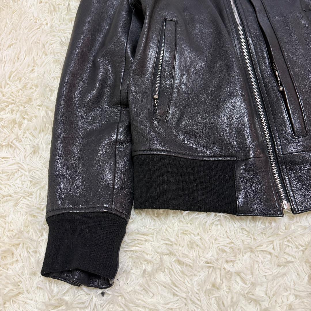 【本革】J.I.M.S レザージャケット ヒョウ柄ライニング シングルライダース