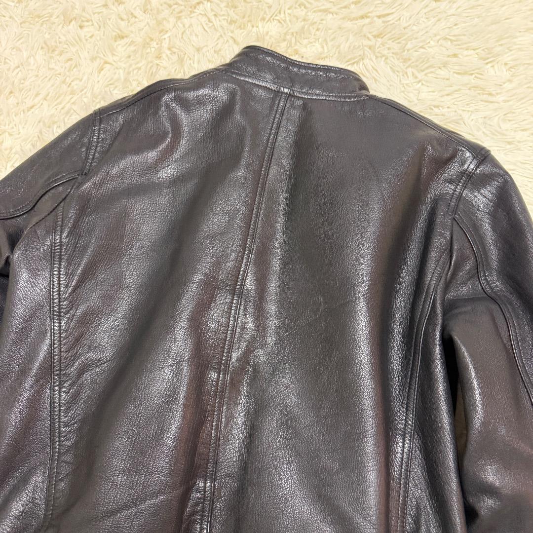 【本革】J.I.M.S レザージャケット ヒョウ柄ライニング シングルライダース