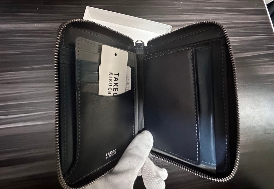新品未使用TAKEO KIKUCHI 「セミサイズ長財布」ダークブルー