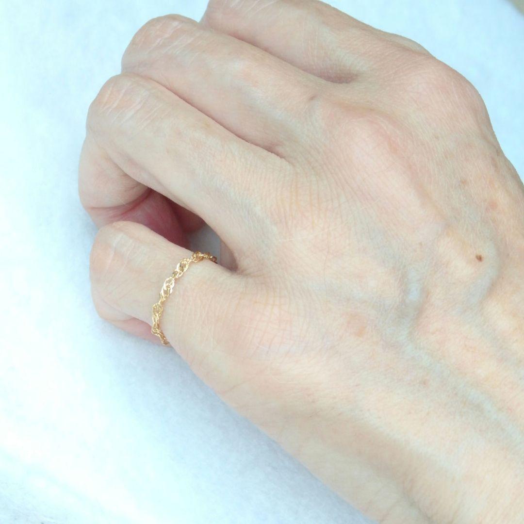 ワカメ様お取り置き2/1迄　k18リング　チェーンリング スクリューチェーン