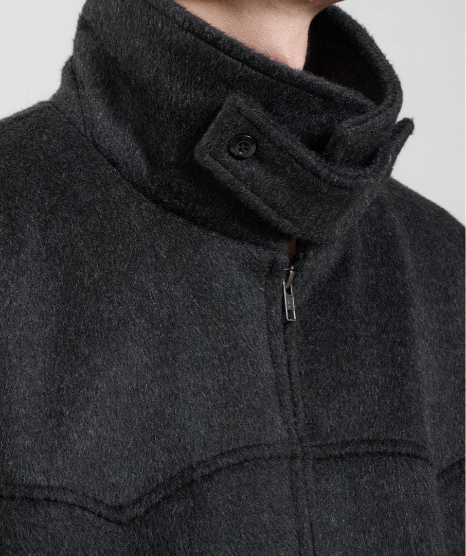 ウール混シャギースタンドネックフライトジャケット　Perushu