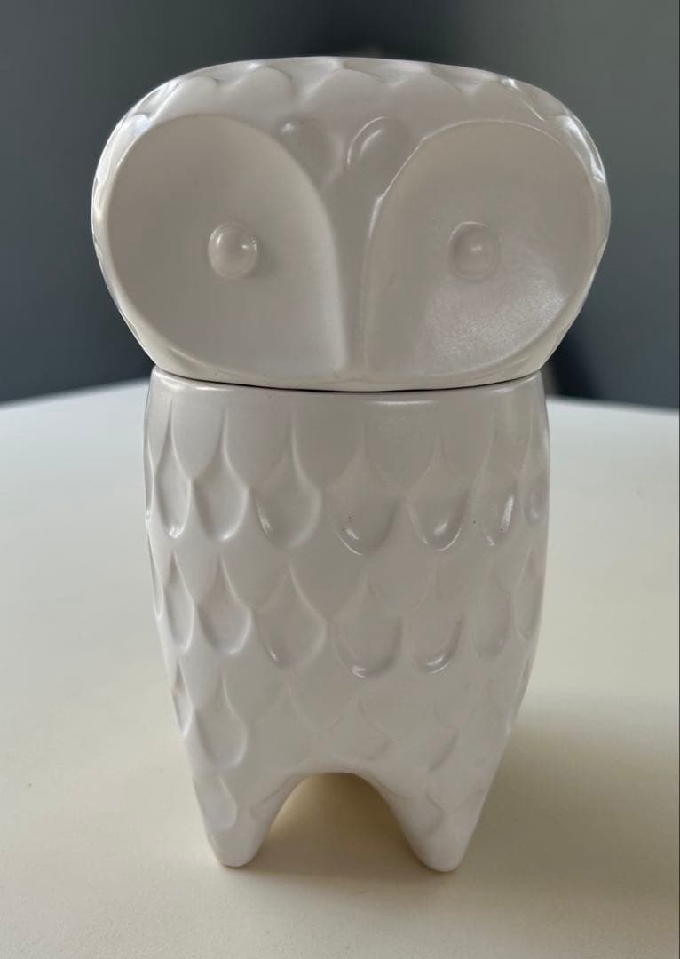 ジョナサンアドラーフクロウ型ホワイト陶器小物入れ