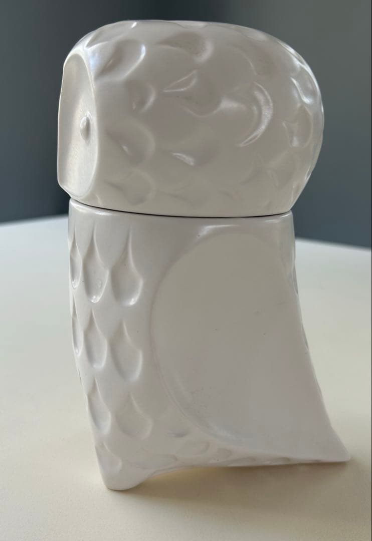 ジョナサンアドラーフクロウ型ホワイト陶器小物入れ