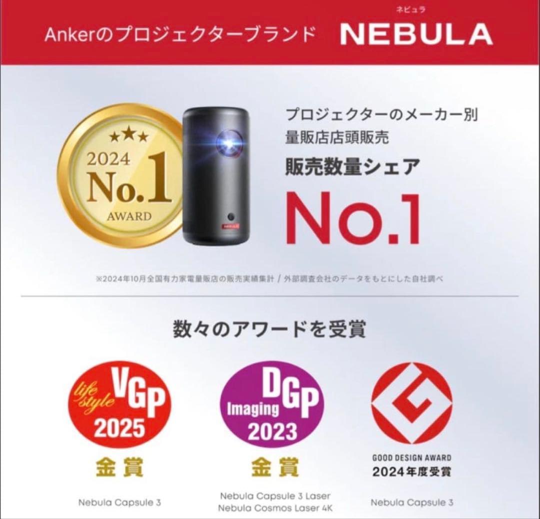 Anker Nebula Capsule3 公式スタンド付_25.7購入　保証有