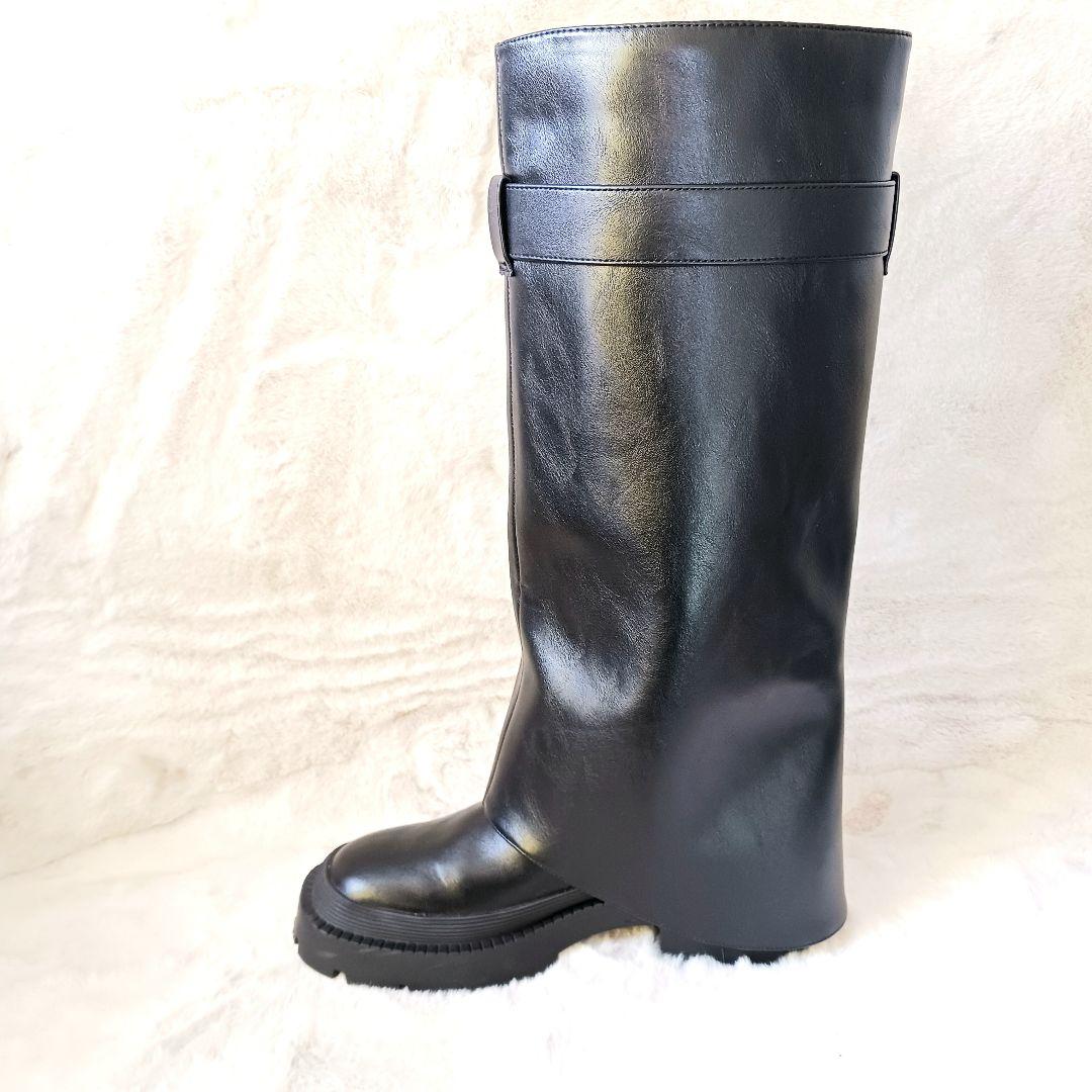 未使用　ザラ ニーハイゲートルロングブーツ 2024年モデル　23.5㎝　黒