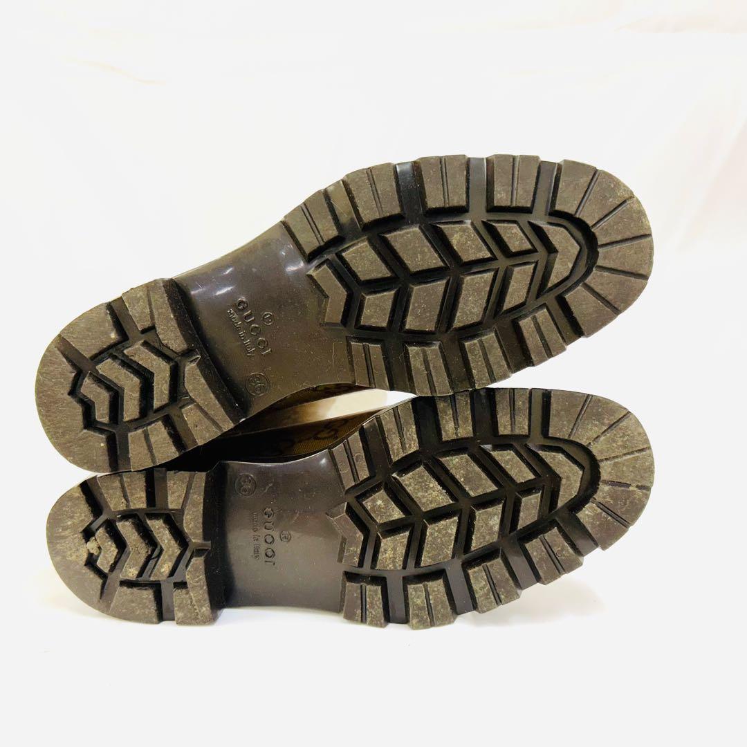 GUCCI レインブーツ 長靴 GG柄 マイクロGG ブラウン系 36