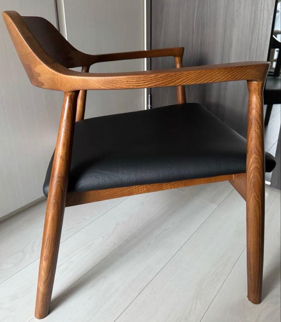 ローダイニングチェア ブラウン 1脚 座面高36cm 肘付き 北欧