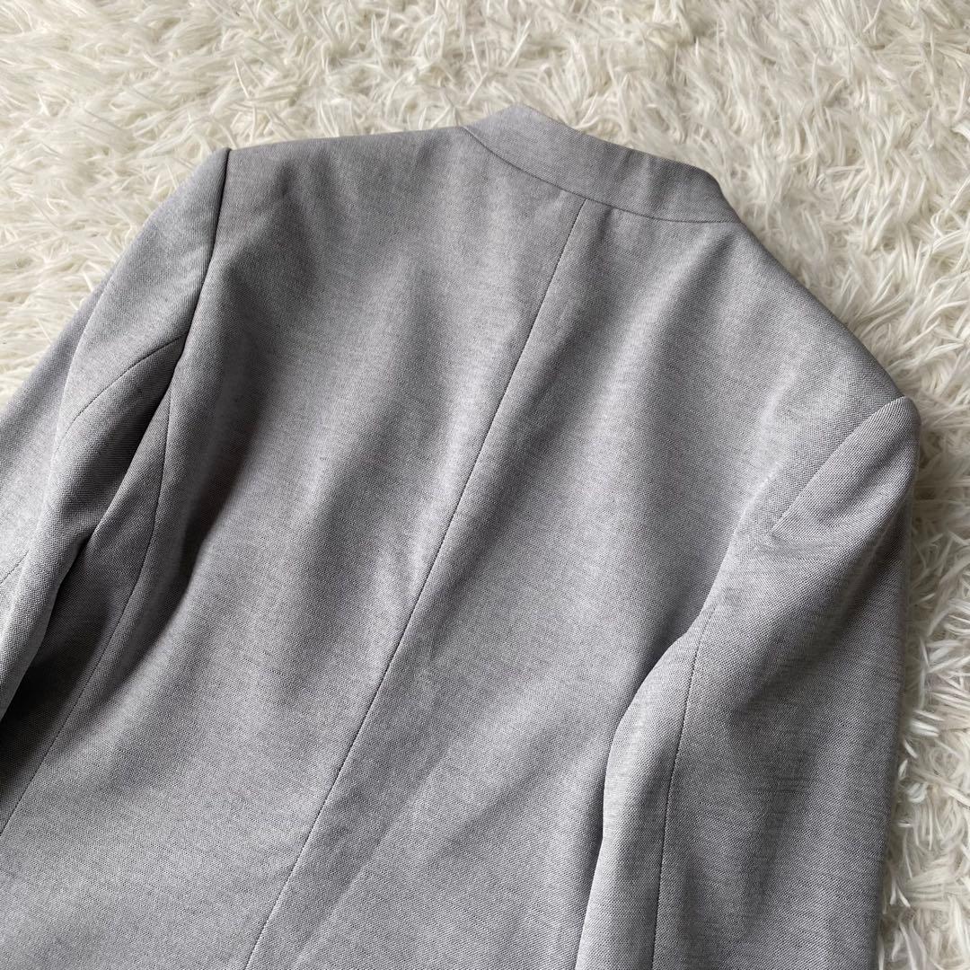 PLST リネン混 ノーカラーパンツスーツ ジャケット スラックス セット S