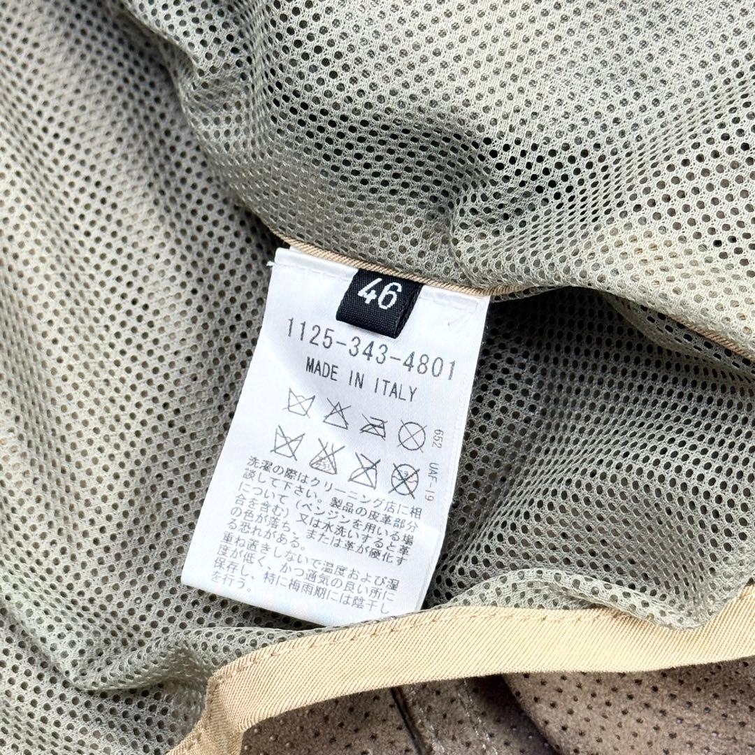 EMMETI パンチング ゴートレザー ライダース ダブルジップ 46 ブラウン