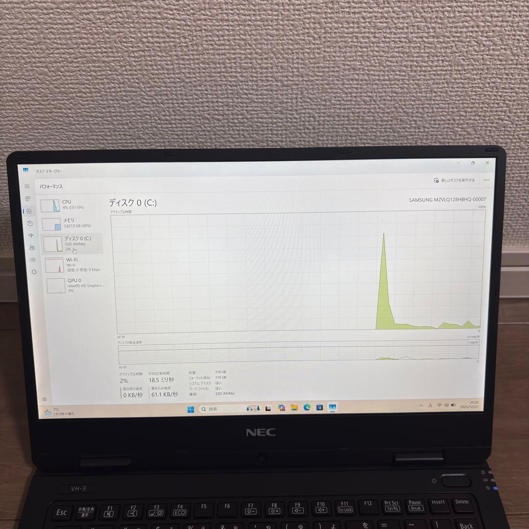 NEC VersaPro ノートパソコン i5第7世代 128GB 8GB