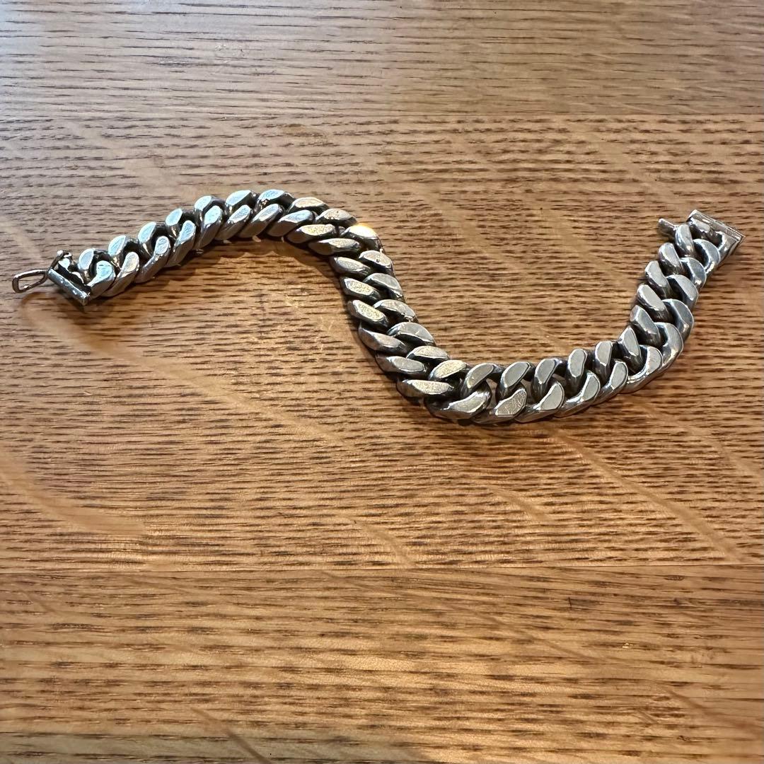 メキシコ製　ヴィンテージ 4面カット　ヘビーカーブリンクブレスレット 925