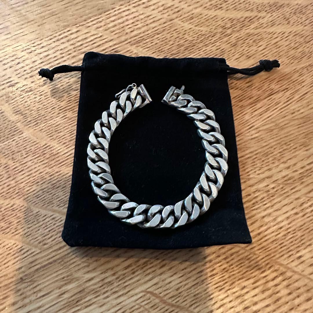 メキシコ製　ヴィンテージ 4面カット　ヘビーカーブリンクブレスレット 925