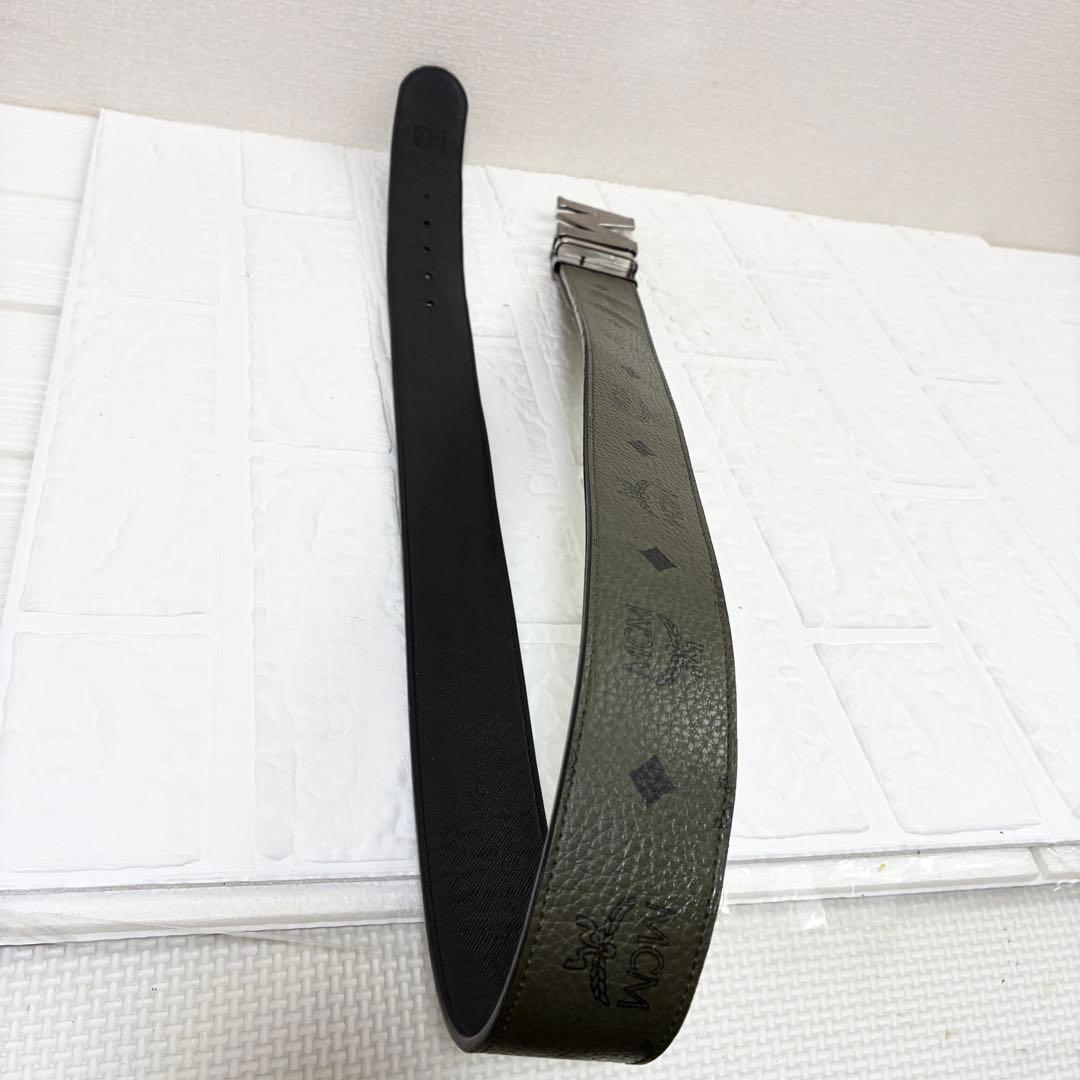 MCM ベルト　リバーシブル　カーキ系　ブラック