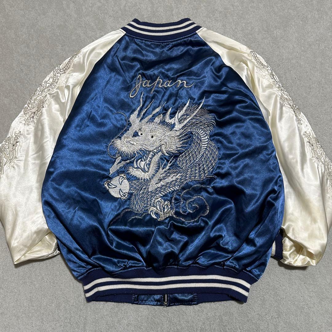 ち*け様 4L 大きいサイズ‼️星姫　スカジャン　龍刺繍　ドラゴン　ブルー　裏地