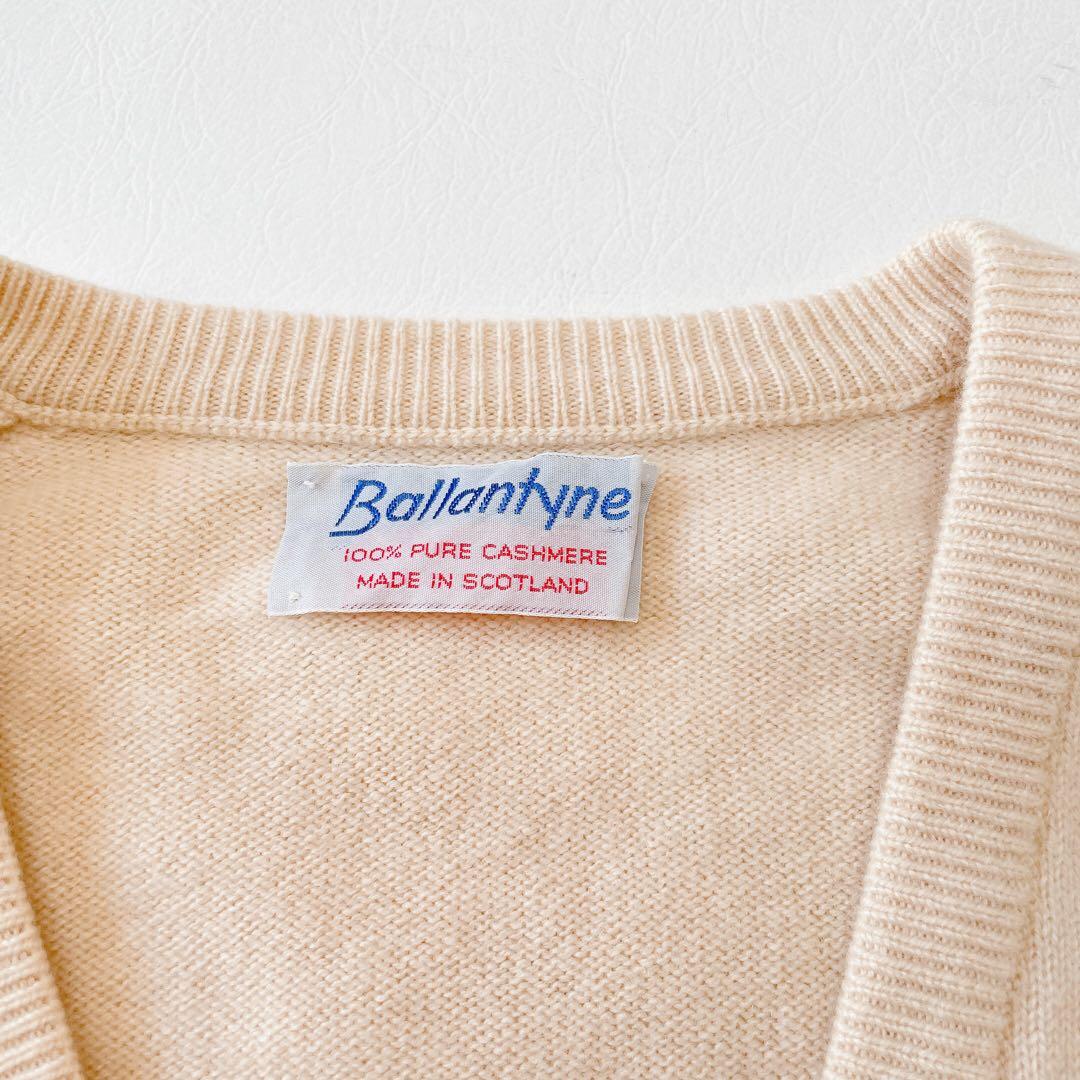 美品 希少 80's カシミヤ100% アイボリー VネックBallantyne