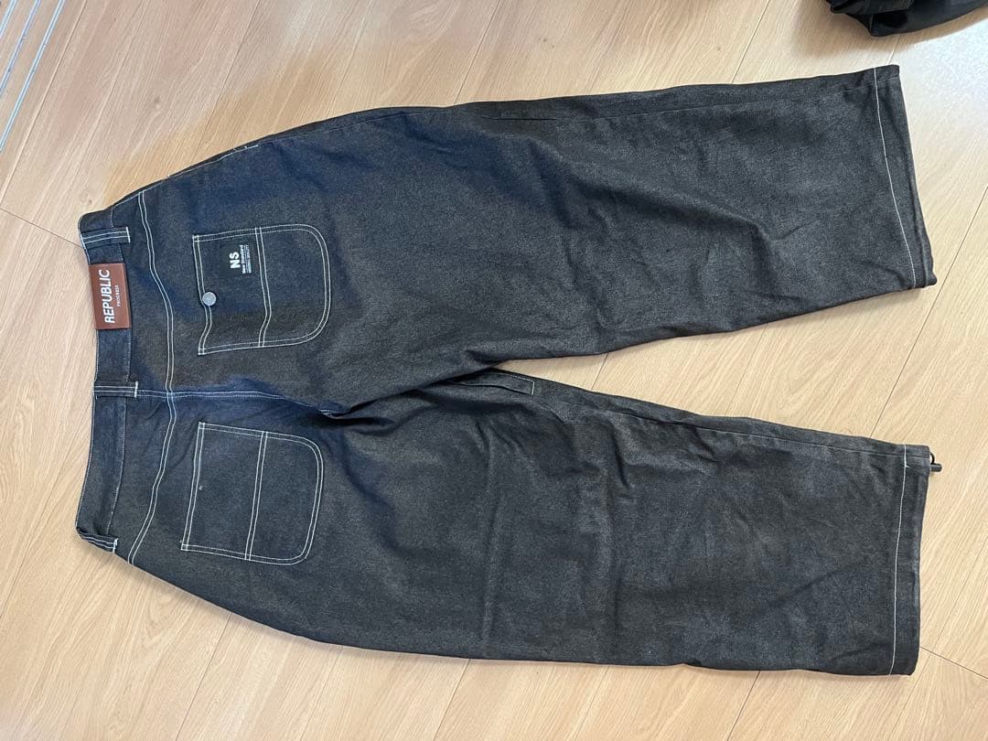 REPUBLIC ブラックデニムジャケットパンツセット　24-25