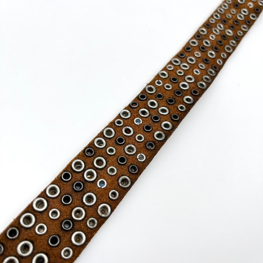 HTC エイチティーシー ベルト ビジュー スタッズ 装飾 レザー ブラウン