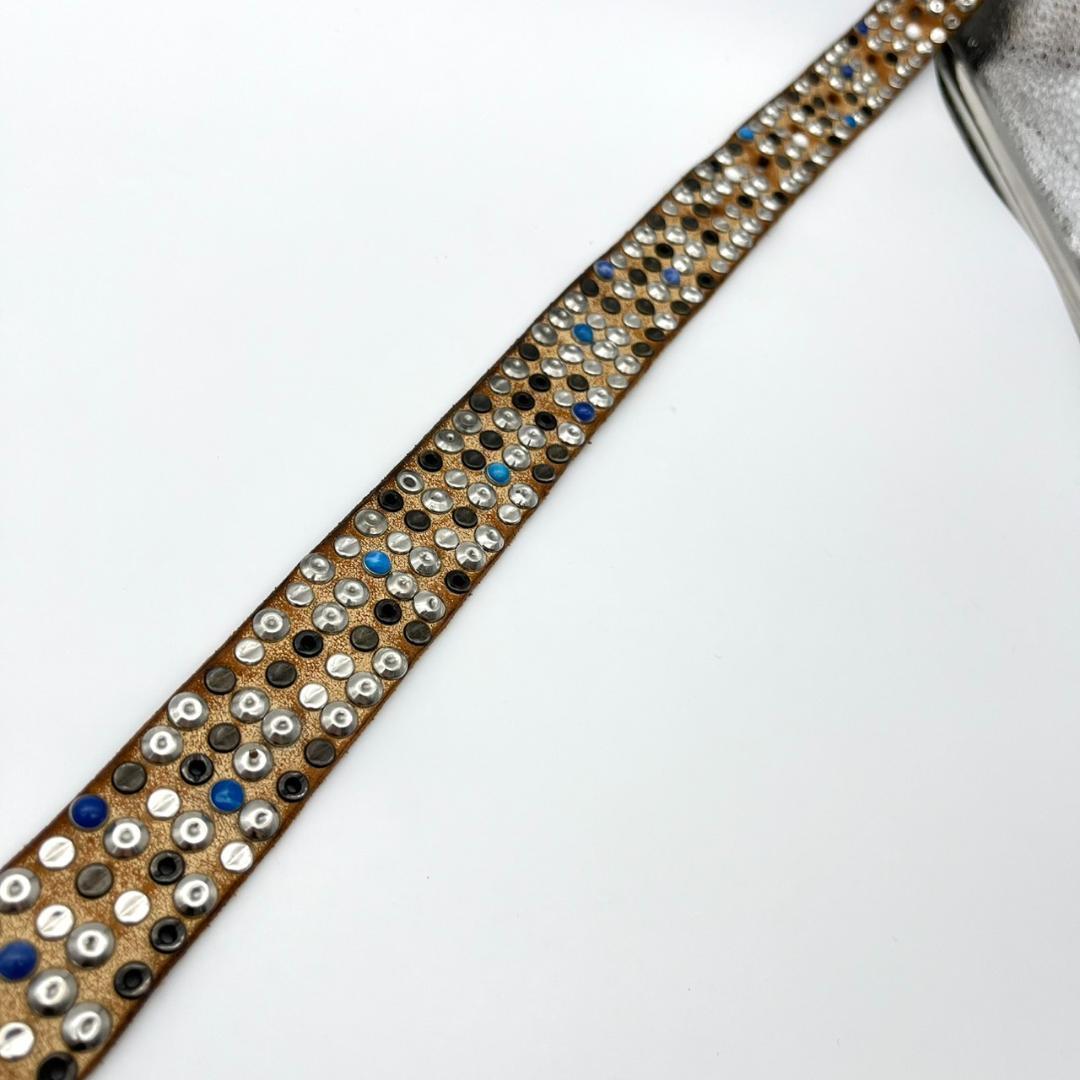 HTC エイチティーシー ベルト ビジュー スタッズ 装飾 レザー ブラウン