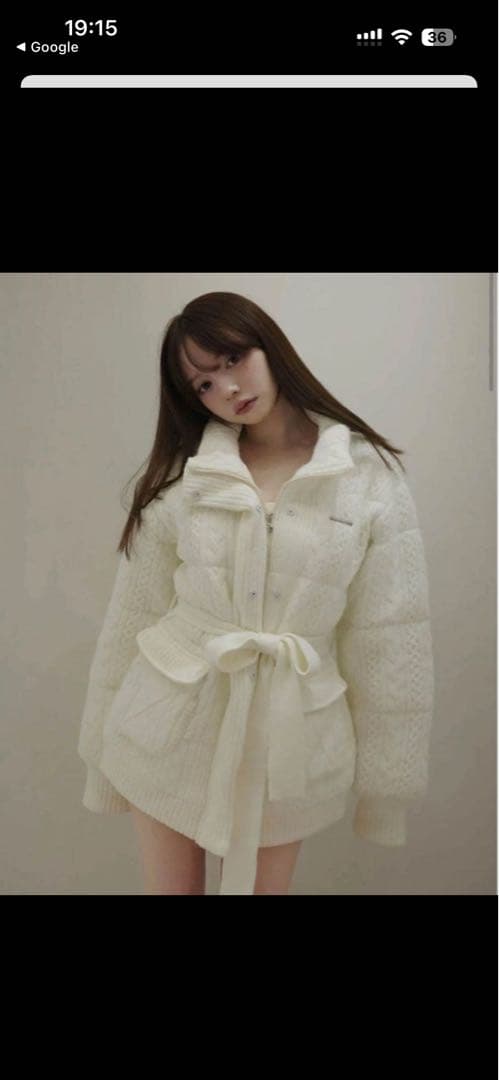 カ*ラ様 【新品タグ付】andmary ケーブルニット アウター ホワイト ベル