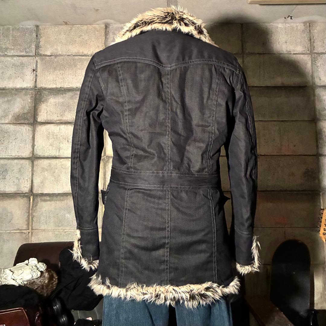 平成　お兄系　ダークコア　グランジ　opium ファー付きコート　ギャル男