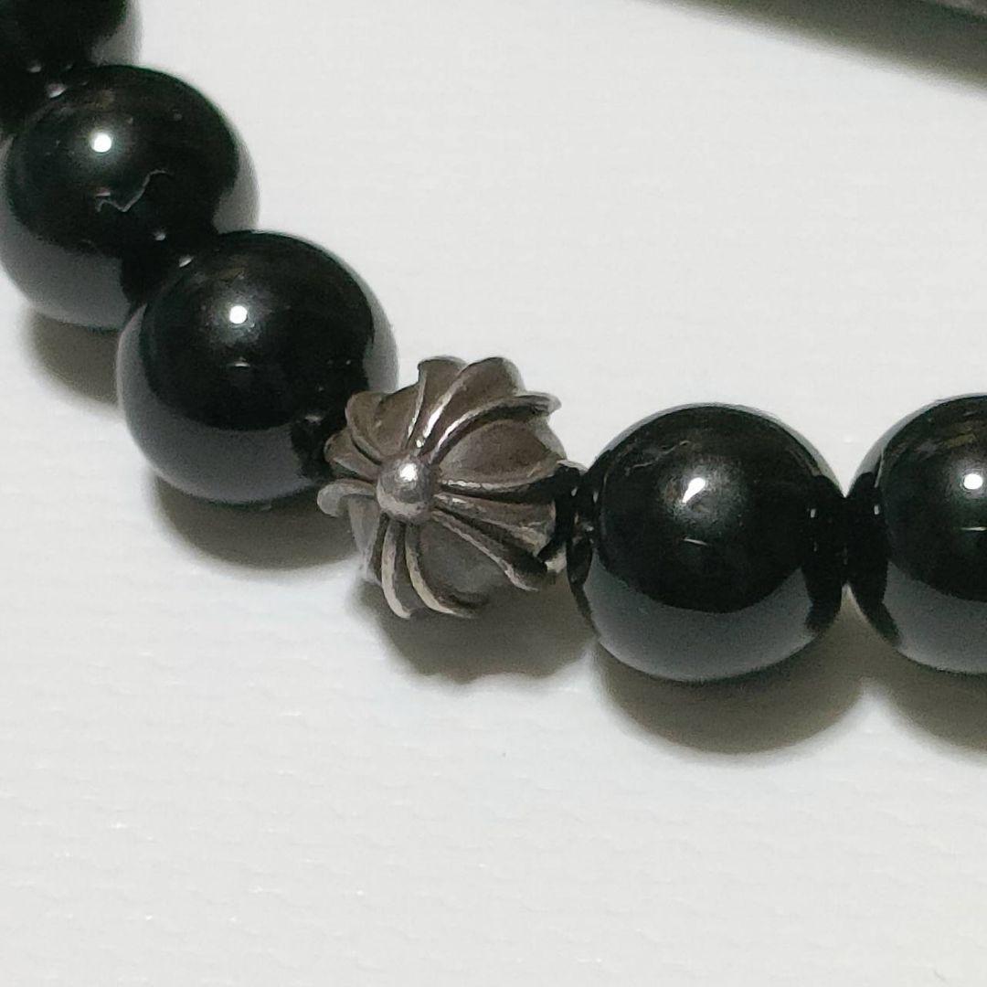 美品 CHROM HEARTS CHクロス オニキス ビーズ ブレスレット