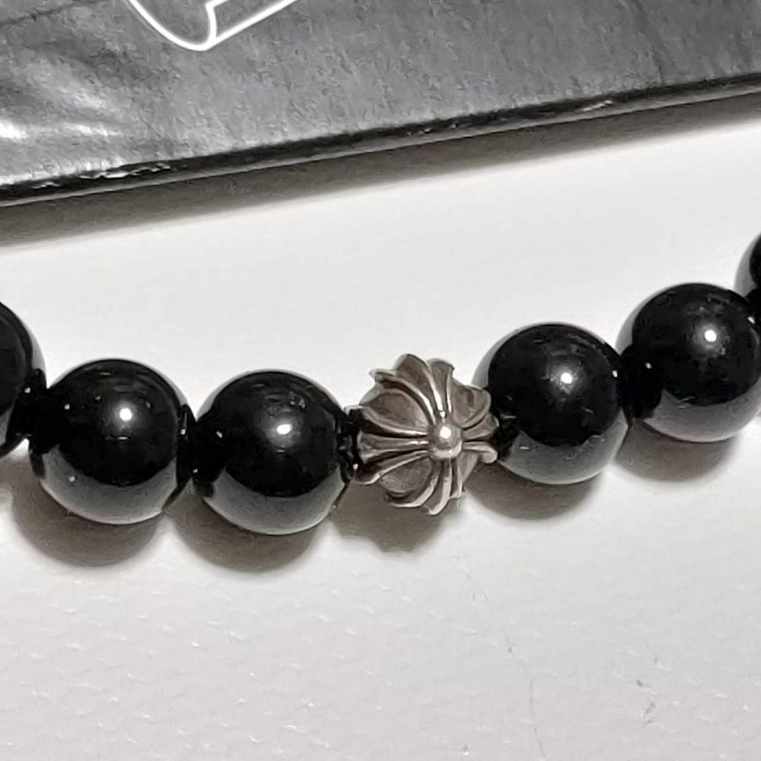 美品 CHROM HEARTS CHクロス オニキス ビーズ ブレスレット