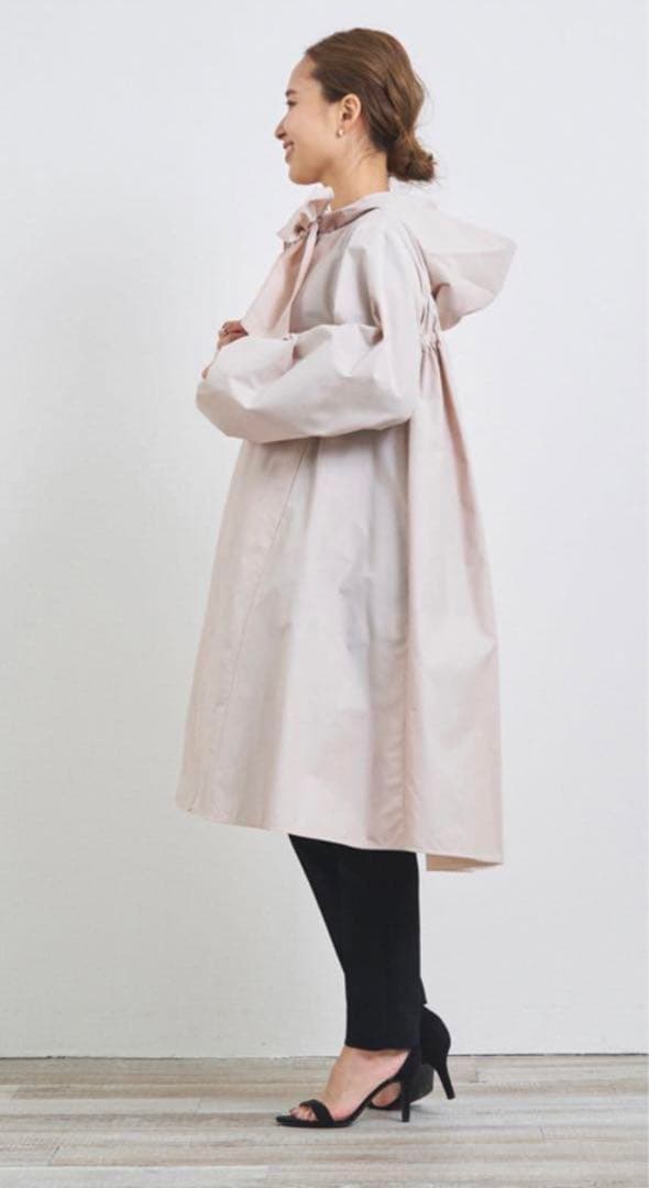 yori ビッグリボン　撥水　ロングパーカー　ベージュ　タグ付き　レインコート