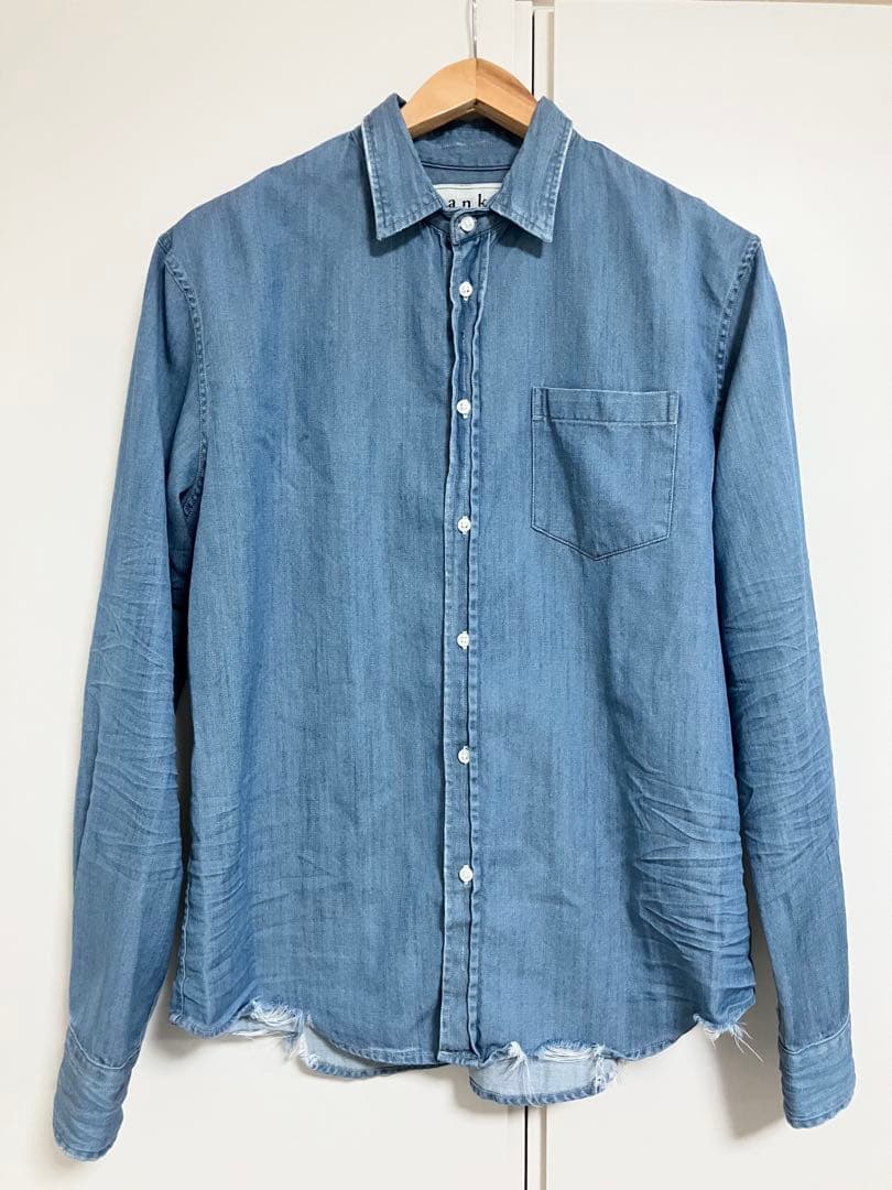 Frank＆Eileenフランクアンドアイリーンのダメージ加工長袖デニムシャツ@