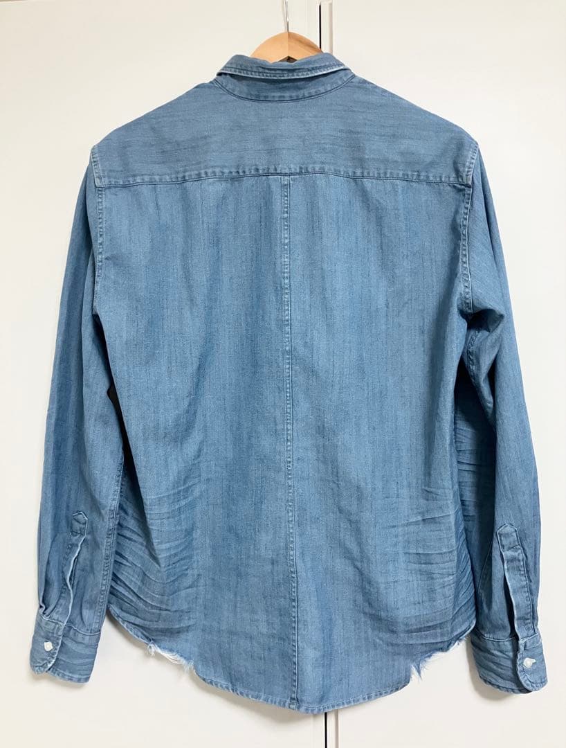 Frank＆Eileenフランクアンドアイリーンのダメージ加工長袖デニムシャツ@