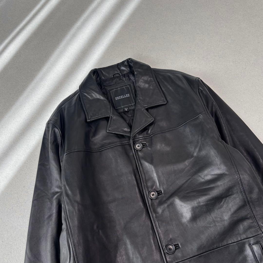 excelled leather car coat black XL 本革