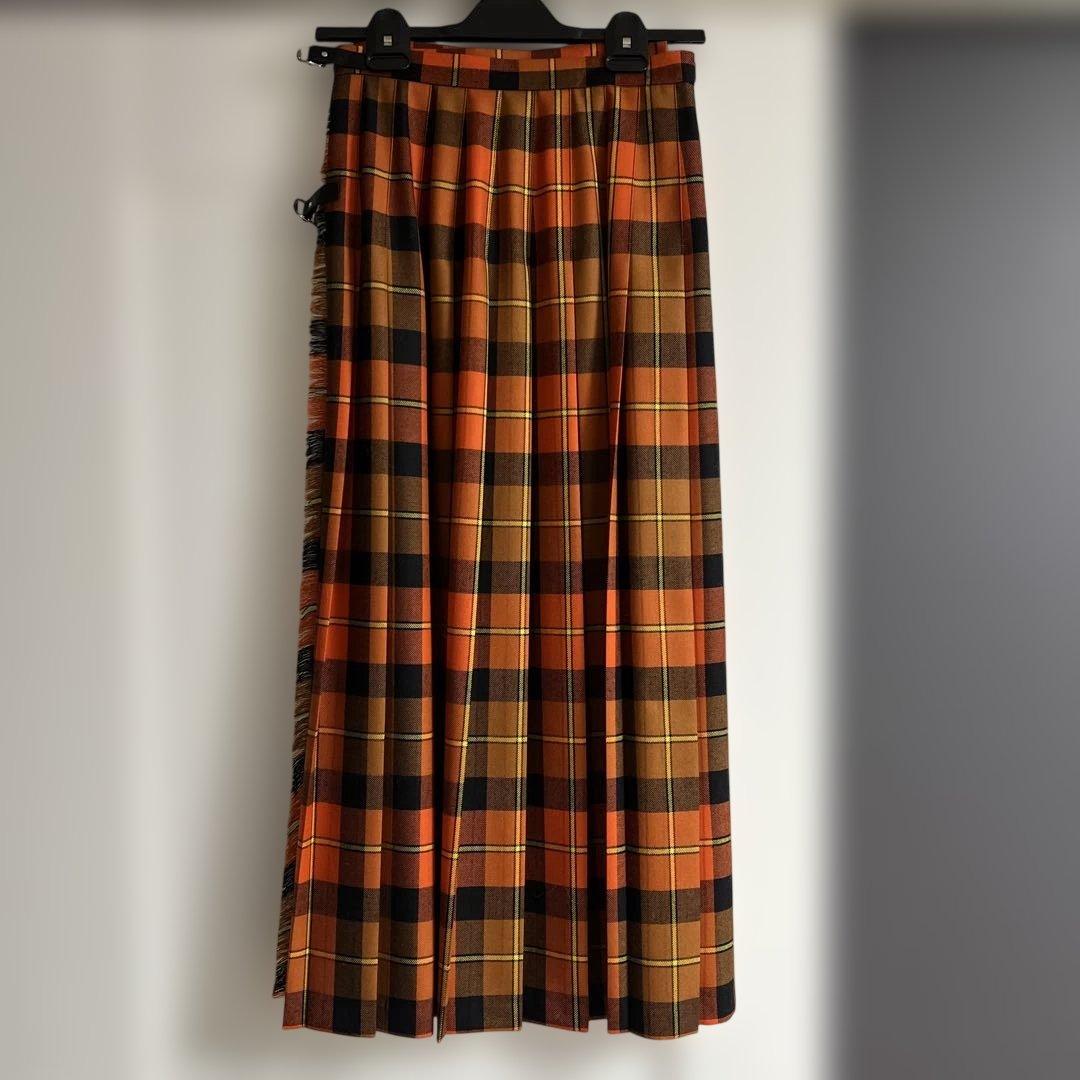 O'NEIL of DUBLIN オレンジ　プリーツ柄スカート【美品】
