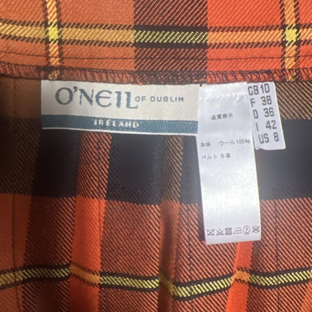 O'NEIL of DUBLIN オレンジ　プリーツ柄スカート【美品】