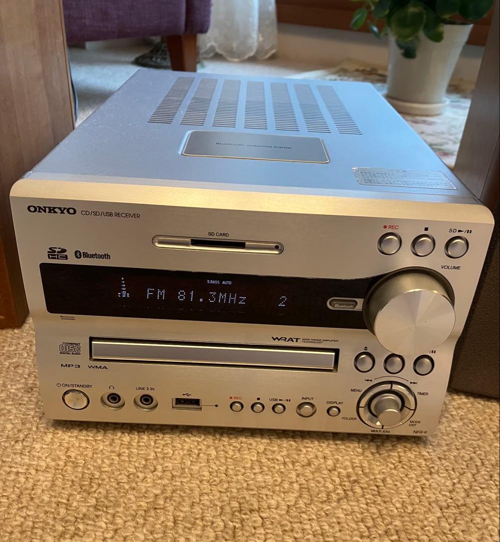 ONKYO CD/SD/USB レシーバー 木製スピーカー付き 取説あり