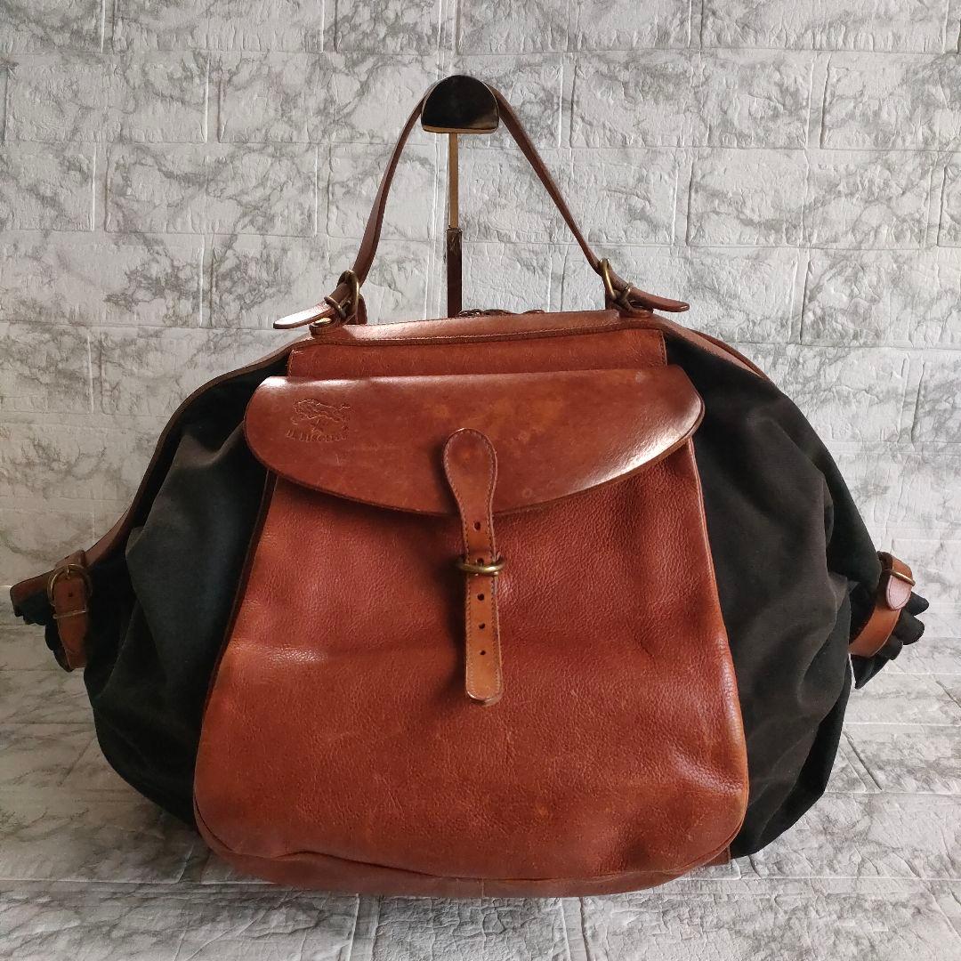 IL BISONTE　キャンバスレザー 3WAY キャンディバッグ　イタリア製