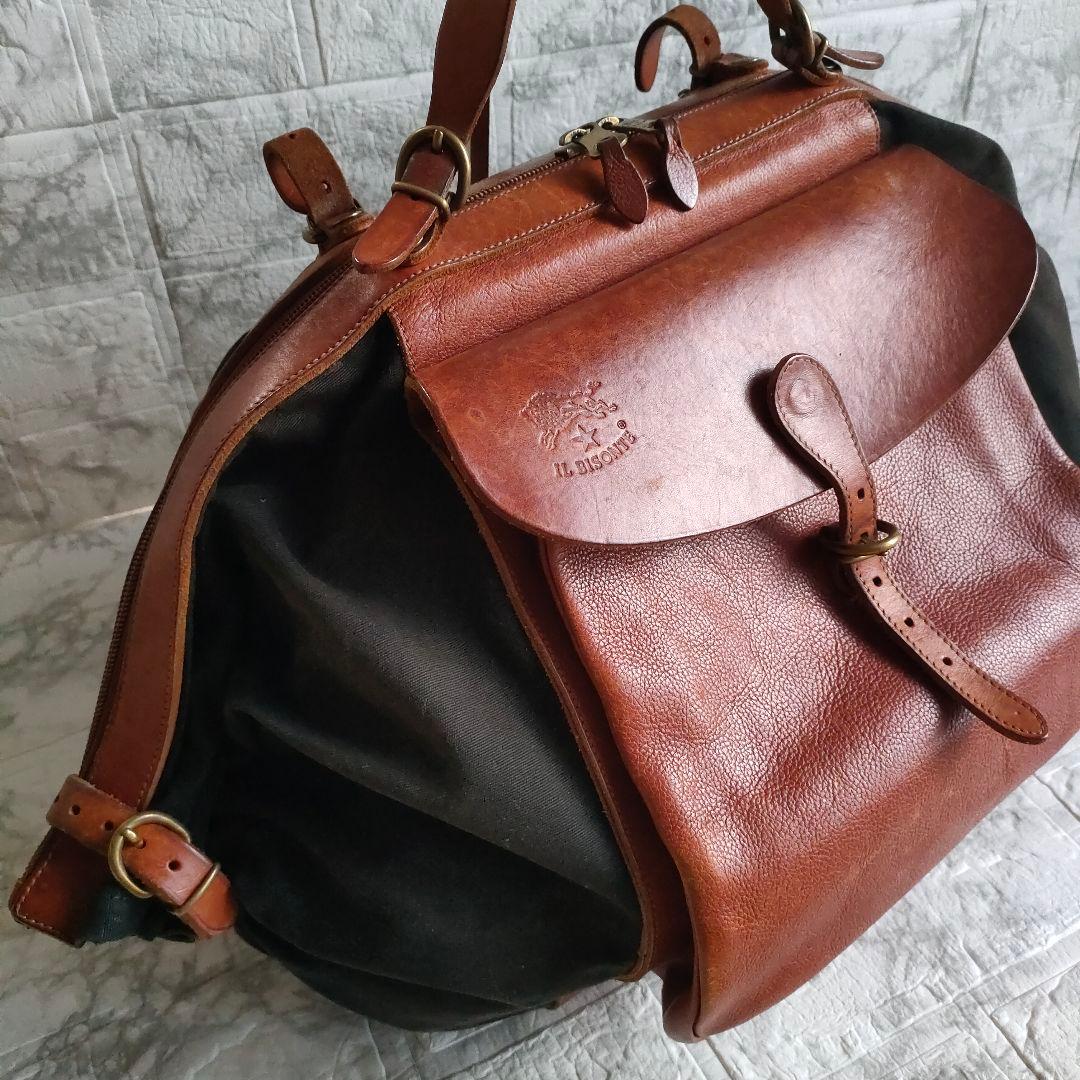 IL BISONTE　キャンバスレザー 3WAY キャンディバッグ　イタリア製