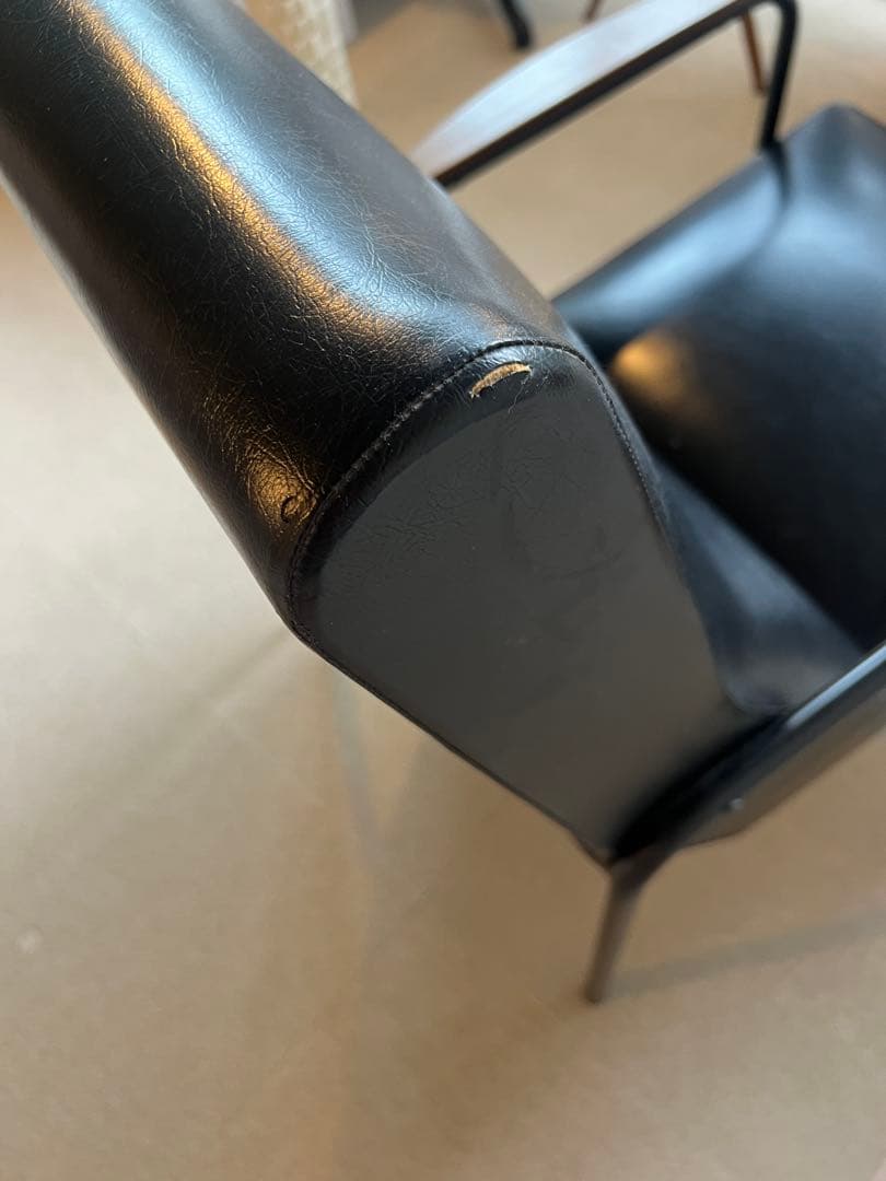 【S.H.】ラウンジチェア、ソファ　ビンテージ　ブラック　レザー