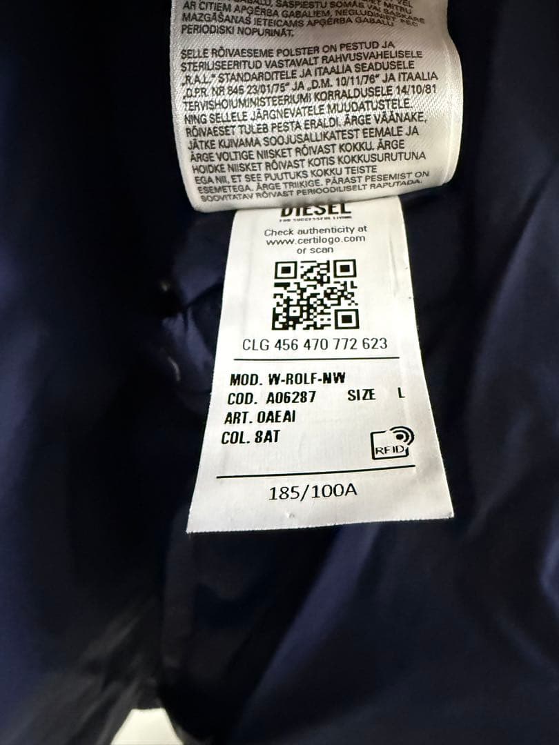 DIESEL ネイビー ダウンジャケット フード付き