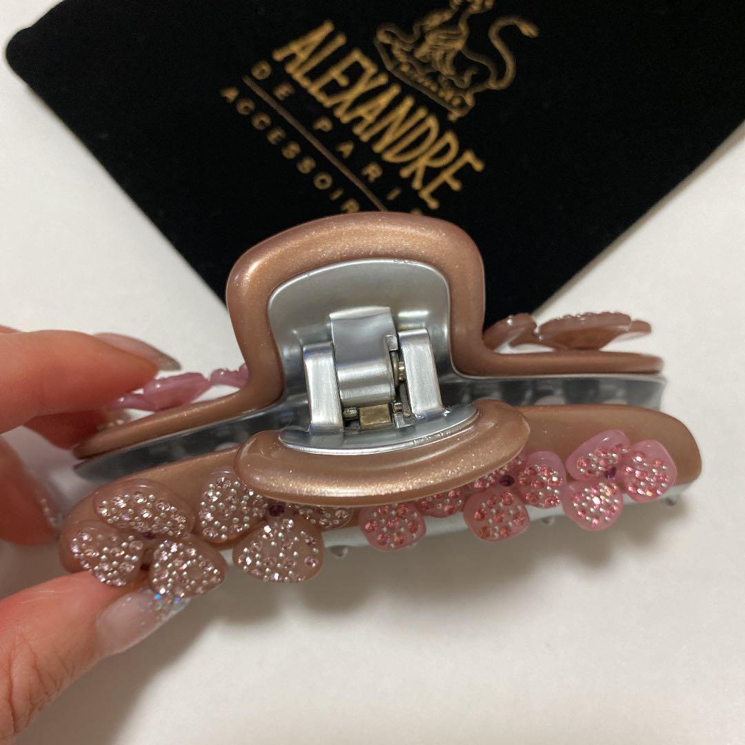 アレクサンドルドゥパリ　クリップＬサイズ　スワロフスキー付きお花クリップ