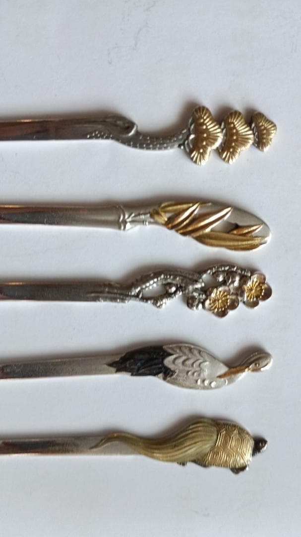 【希少・美品】大阪尚美堂 銀製楊枝5本揃え 共箱付き