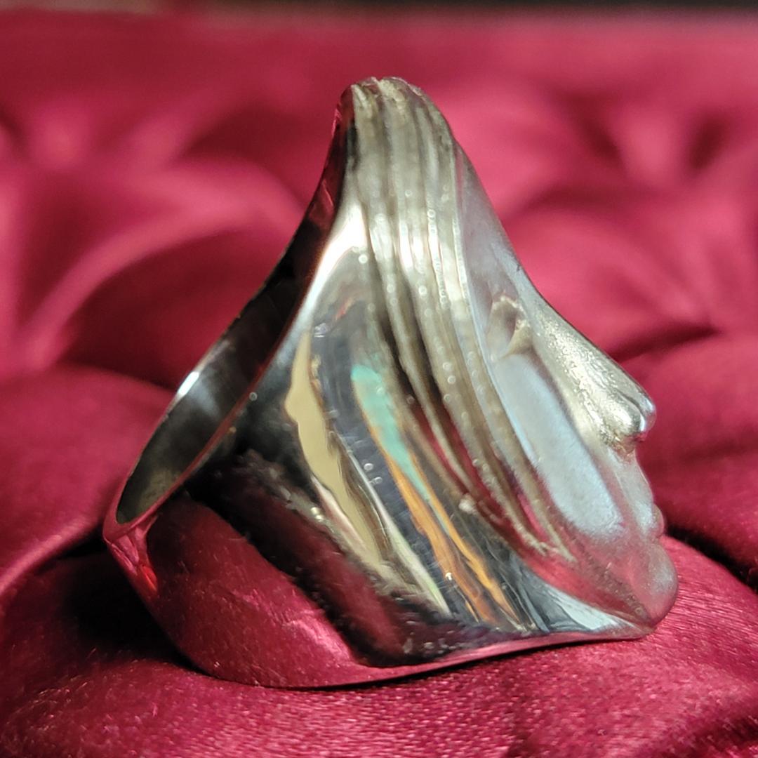 ビンテージ アーティスティックなフェイスモチーフのシルバーリング 約12号