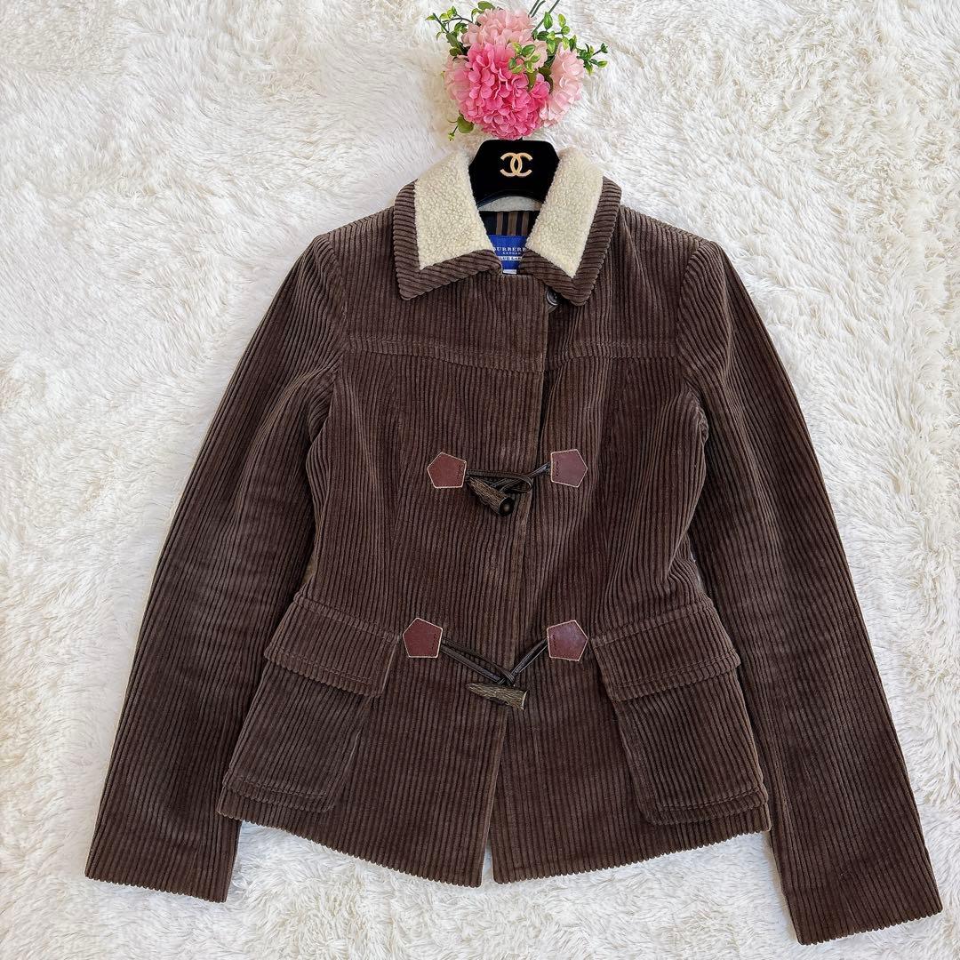 希少☆バーバリーブルーレーベル コーデュロイ ダッフルコート ボア襟