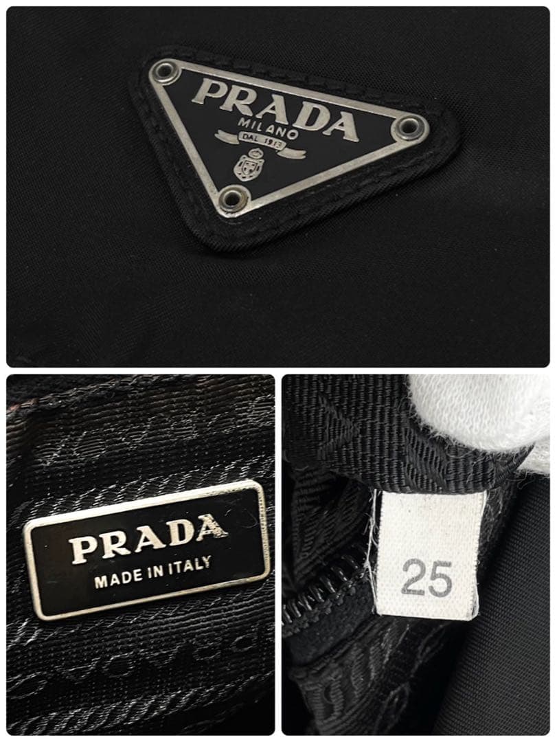 【美品】プラダ 三角ロゴ メッセンジャーバッグ 白タグ ショルダー ブラック