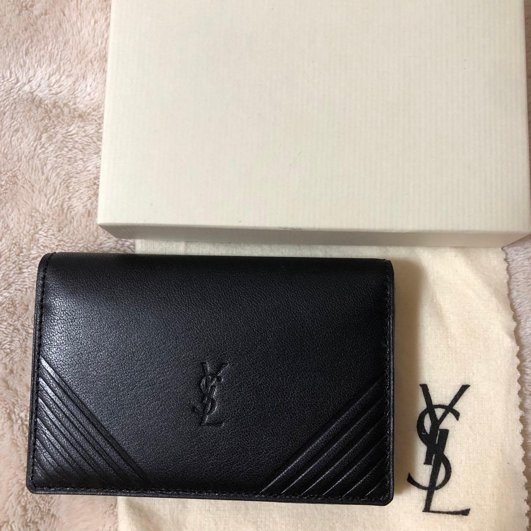 未使用　イブサンローラン　カードケース　ブラック　レザー　名刺入れ　IDケース