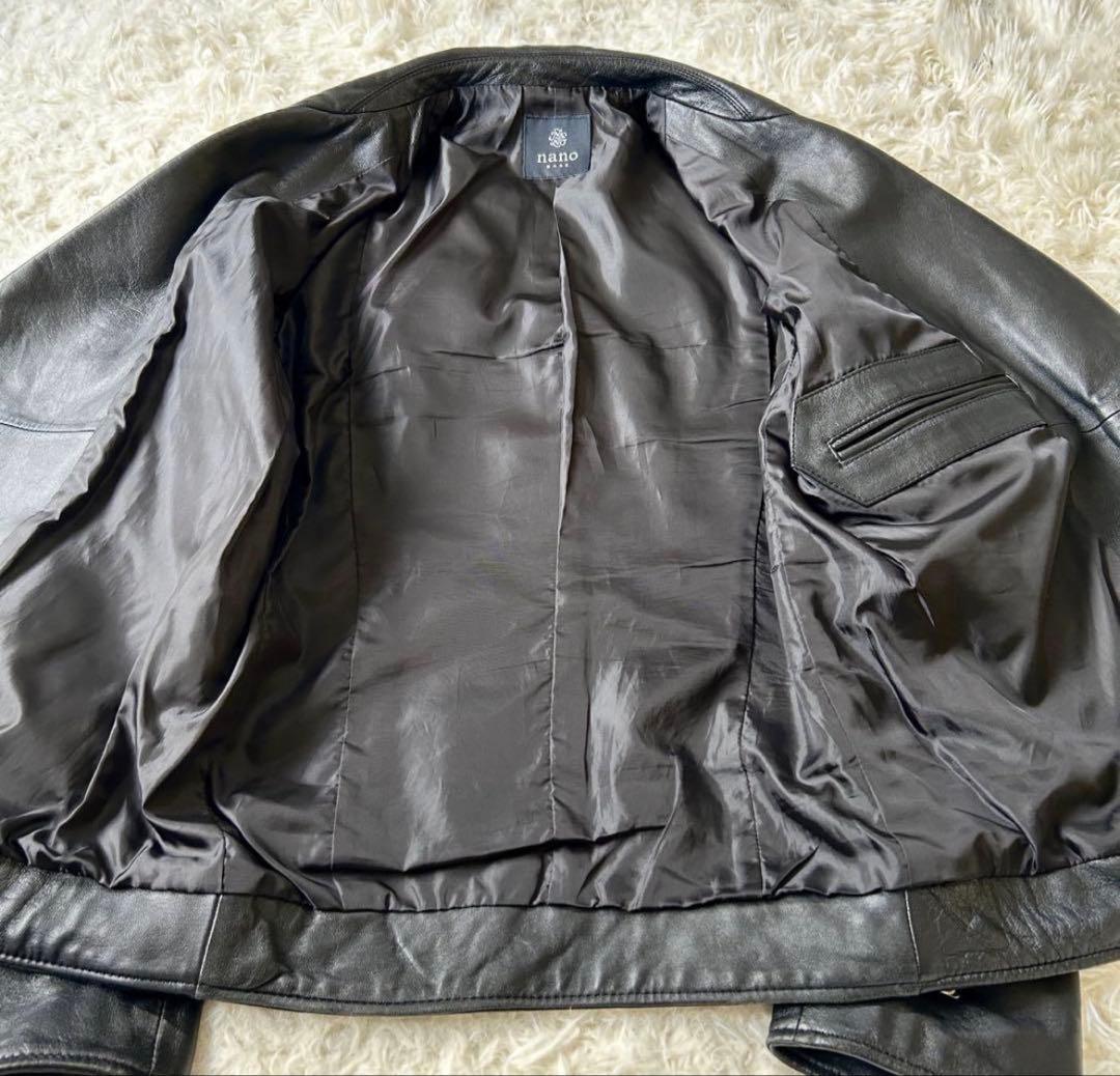 ナノユニバース ナノベース 羊革 ダブル ライダース ジャケット 黒 Ｌ