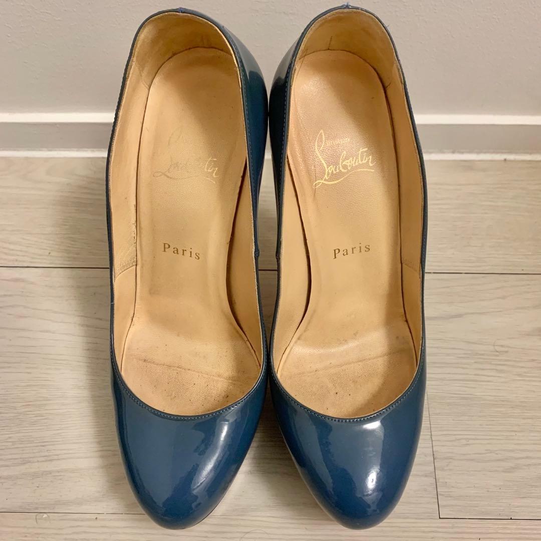 クリスチャンルブタン　青　パンプス　37.5