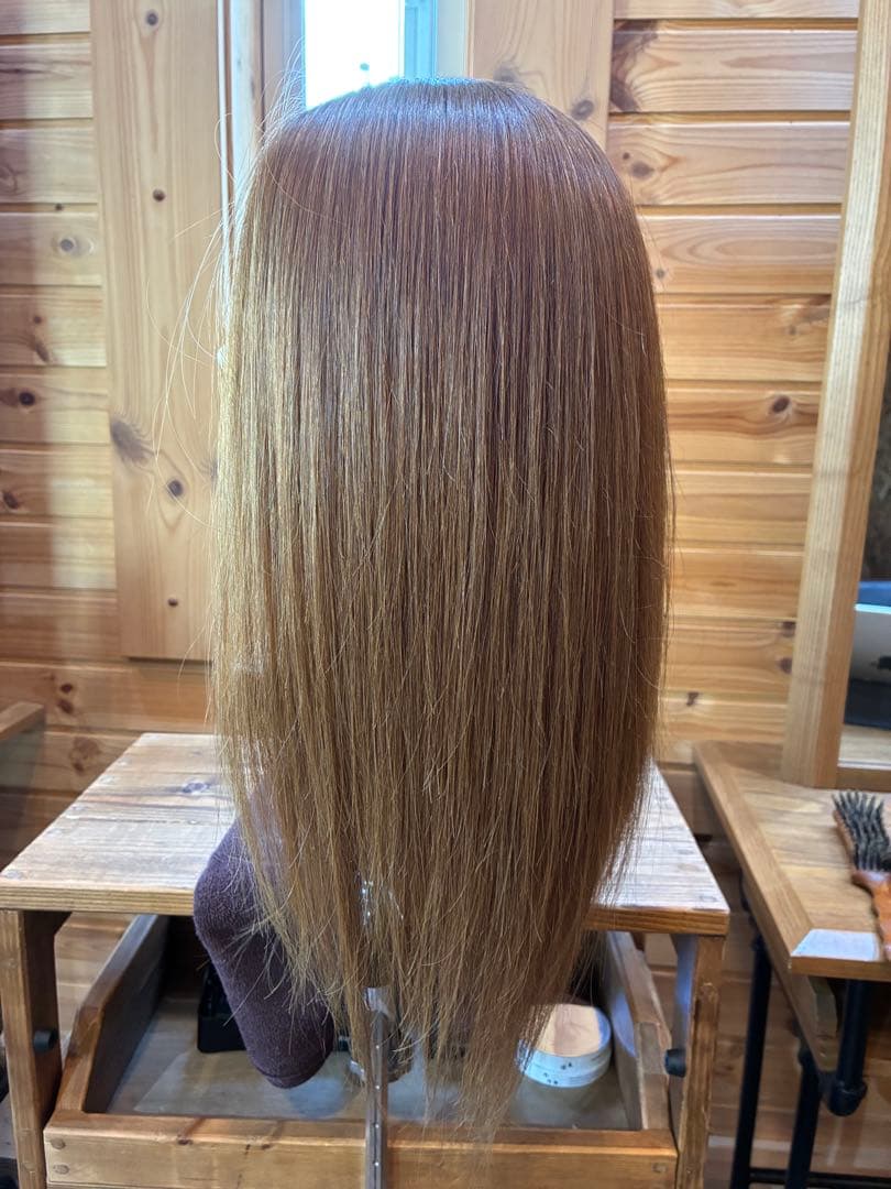 ブラウン ストレート セット練習用ロングウィッグ