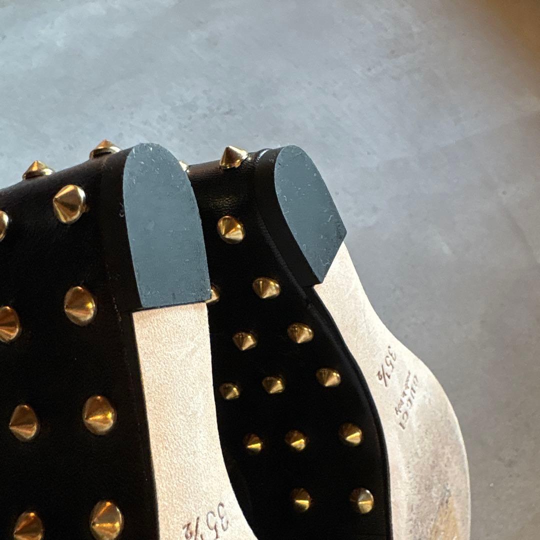 GUCCI 牛革　厚底サンダルスタッズ付き　黒　351/2