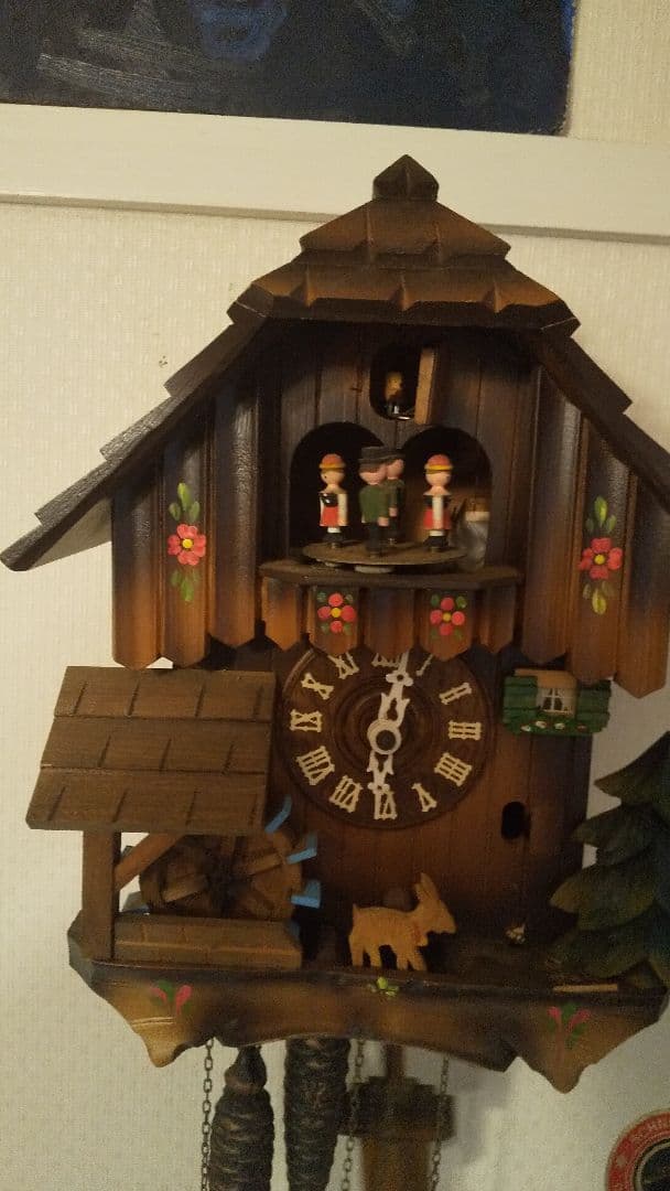 オルゴール 鳩時計 スイス時計 カッコー時計 からくり 水車 木製