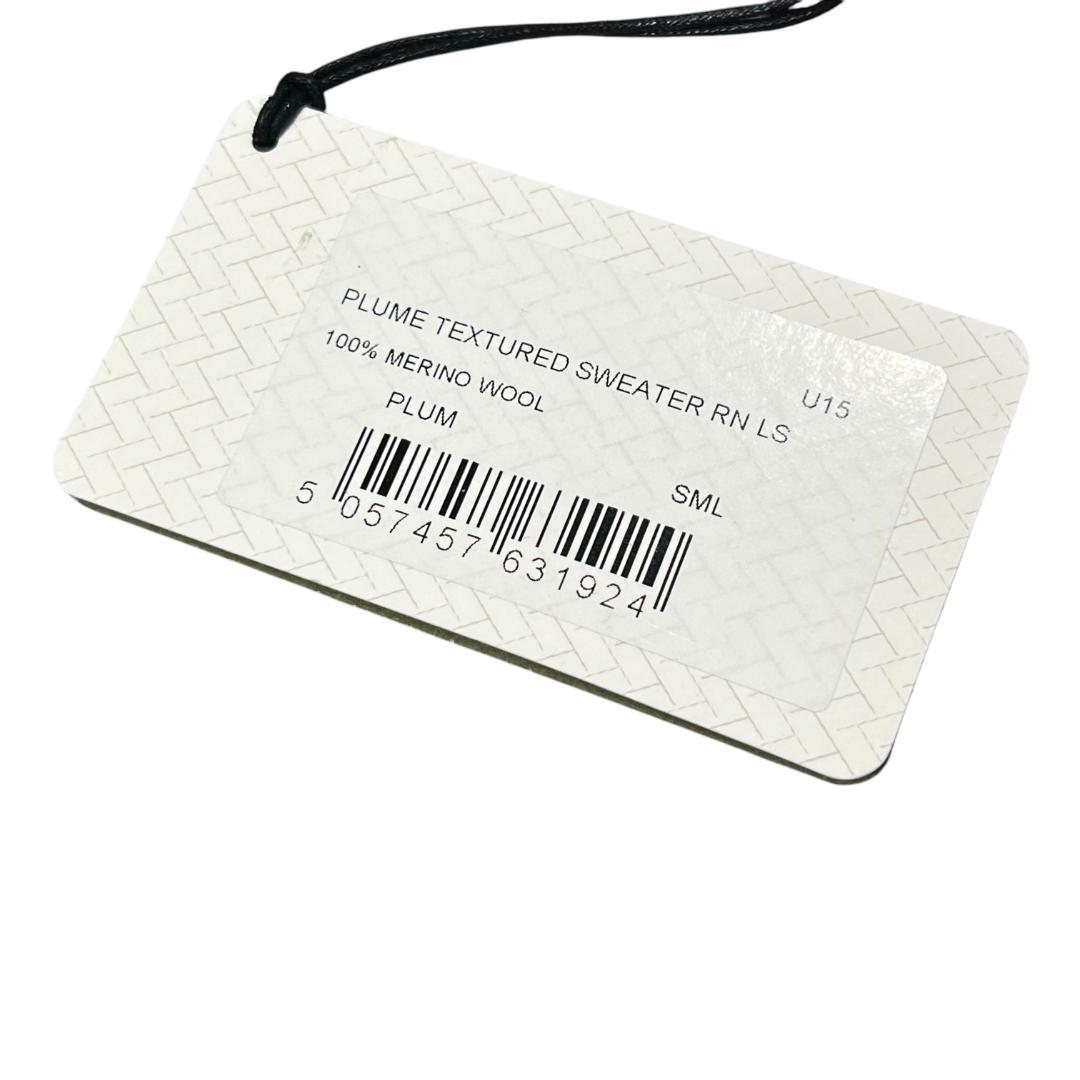 ジョンスメドレー ウール クルーネック 短丈 ニットセーターＳプラム紫パープル系